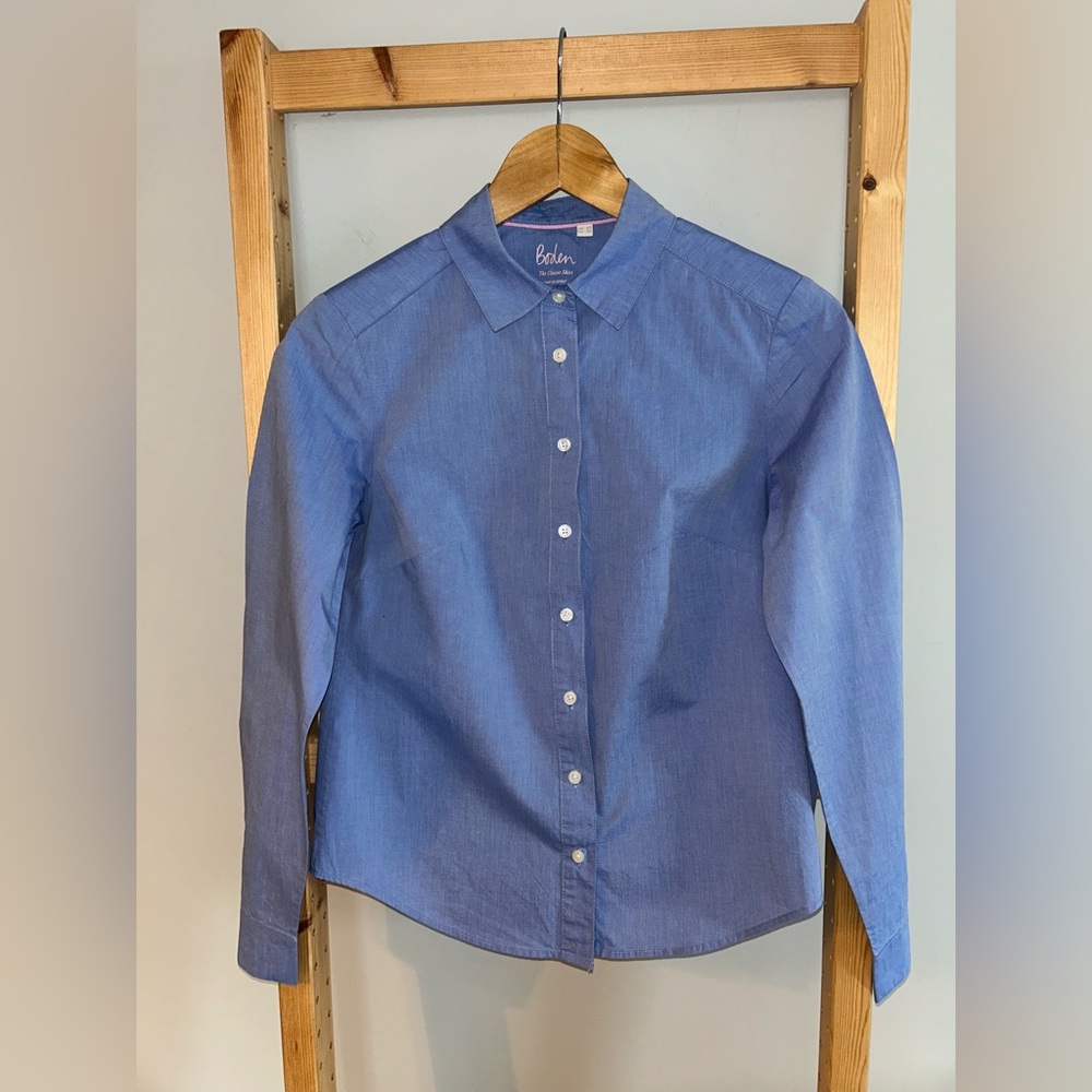 Boden Women’s French Blue Classic  Button-Down Shirt Size 2P